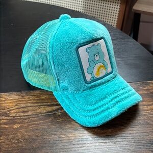 Blue Plush Trucker Hat with Mesh Back
